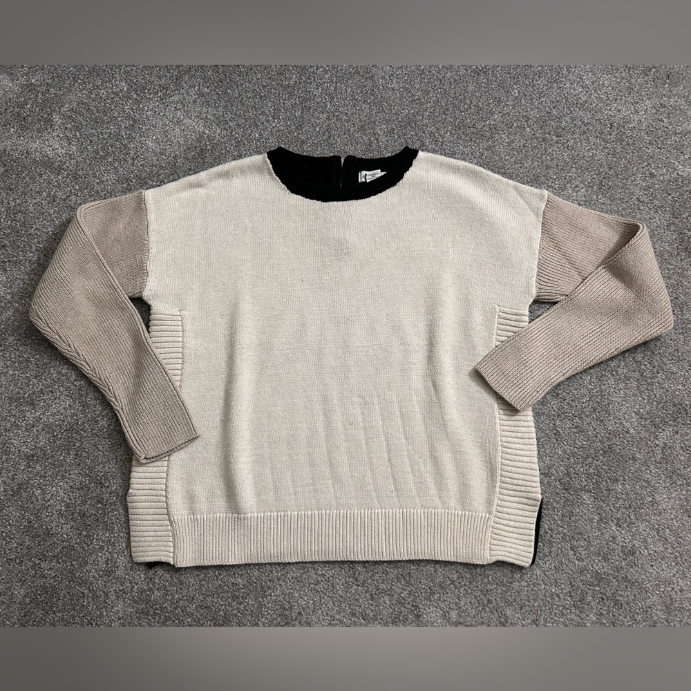 Rachel Zoe Cream and Black Crewneck Sweater